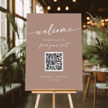 Boho Chic Neutral Taupe QR Code Seating Chart Foam Board