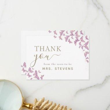 Boho Chic Purple Butterfly Bridal Shower Thank You