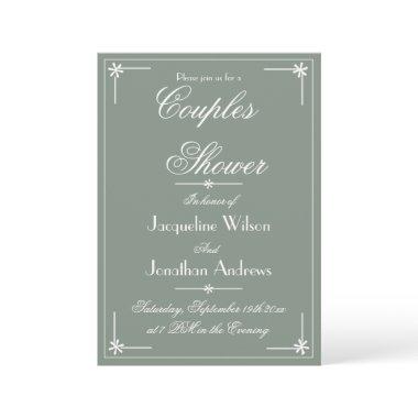 Boho Chic Sage Green And White Couples Shower