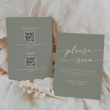 Boho Chic Sage Green QR Code Details  RSVP Card