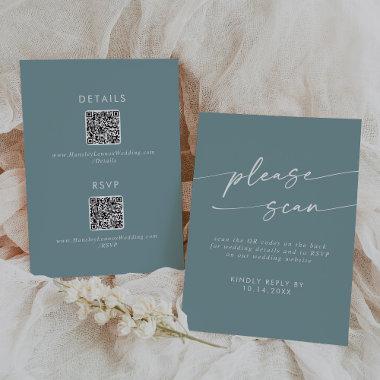 Boho Chic Seafoam Teal QR Code Details  RSVP Card