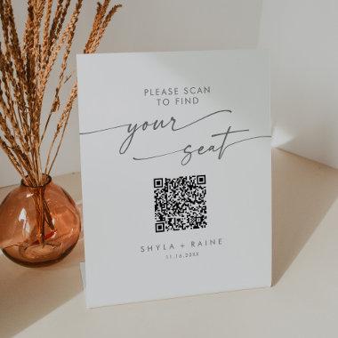 Boho Chic Silver Gray Seating Chart QR Code Pedestal Sign