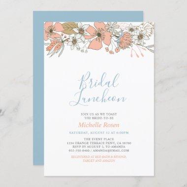 Boho Chic Spring Floral Bridal Luncheon Shower Inv Invitations