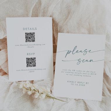Boho Chic Teal and White QR Code Details  RSVP Card