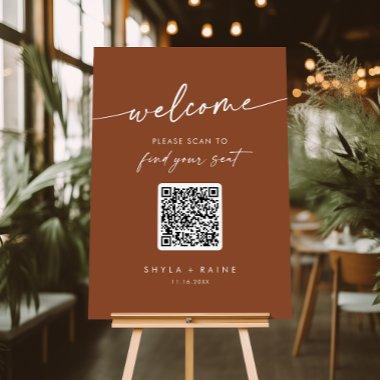 Boho Chic Terracotta QR Code Seating Chart Foam Board