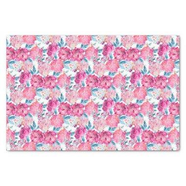 Boho Chic Tropical Pink Floral Pattern Tissue Paper