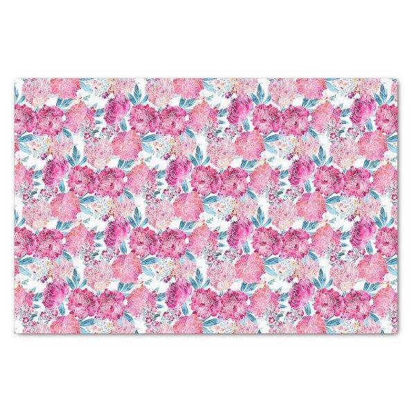 Boho Chic Tropical Pink Floral Pattern Tissue Paper