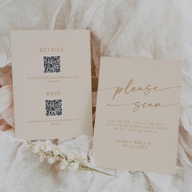 Boho Chic Vintage Gold QR Code Details  RSVP Card