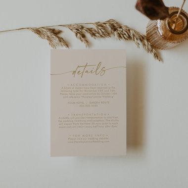 Boho Chic Vintage Gold Wedding Details Enclosure Invitations