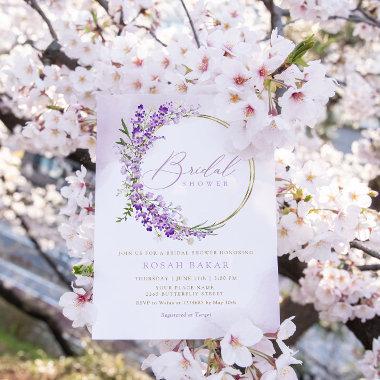Boho Chic Watercolor Lavender Floral Bridal Shower Invitations