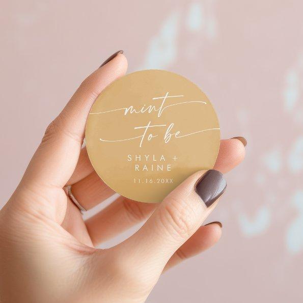 Boho Chic Yellow Marigold Mint To Be Favor Sticker