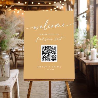 Boho Chic Yellow Marigold QR Code Seating Chart Foam Board