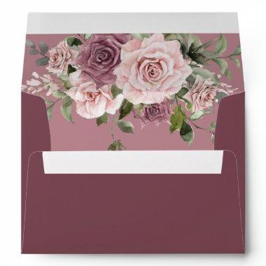 Boho Cinnamon Rose Blush Floral Greenery Envelope