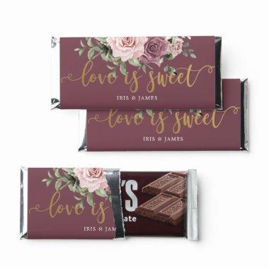 Boho Cinnamon Rose Blush Floral Wedding Chocolate Hershey Bar Favors