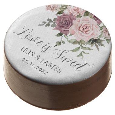 Boho Cinnamon Rose Blush Pink Floral Wedding Chocolate Covered Oreo