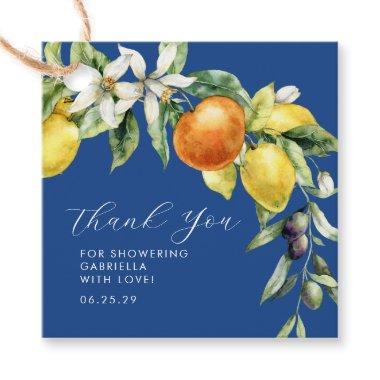 Boho Citrus Blue Bridal Shower Thank You Favor Tags