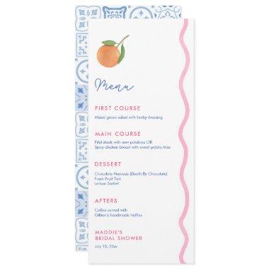Boho Citrus Wedding Shower Individual Place Names Menu