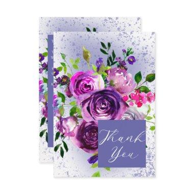 Boho Classy Watercolor Purple Floral Thank You