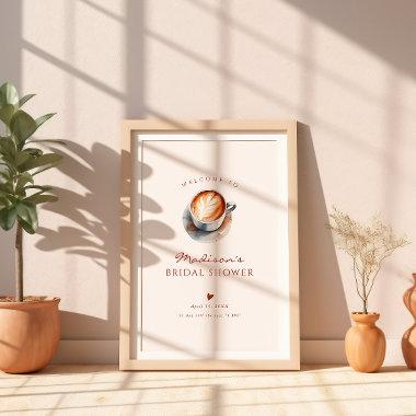Boho Coffee Bridal Shower Heart Welcome Poster