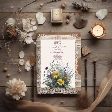 Boho Colorful Watercolor Wildflower Bridal Invitations