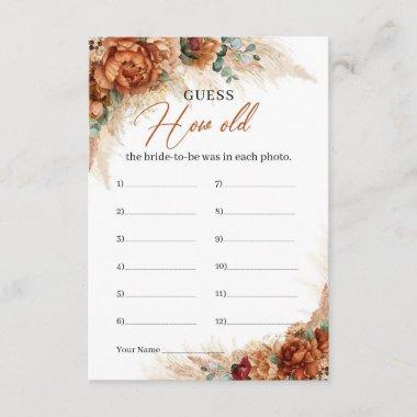 Boho copper floral How old was he bride-to-be Enclosure Invitations