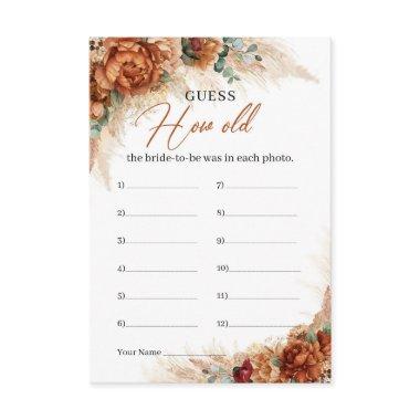 Boho copper floral How old was he bride-to-be Enclosure Invitations