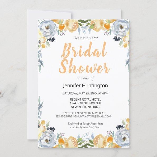 Boho Coral Watercolor Floral Bridal Shower Invitations