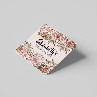 Boho Cottagecore Enchanted Wedding Theme Custom Square Paper Coaster