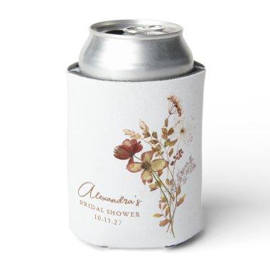 Boho Custom Earthy Nature Botanical Bridal Shower Can Cooler