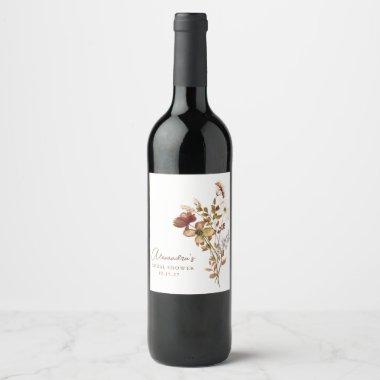 Boho Custom Earthy Nature Botanical Bridal Shower Wine Label