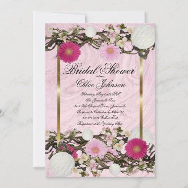 Boho Daisy Apple Blossom Bridal Shower Invitations