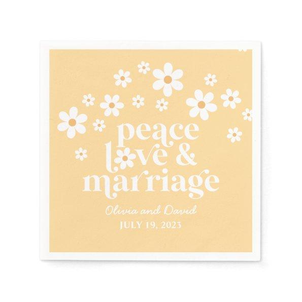 boho Daisy peace love Marriage Wedding Napkins