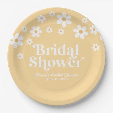 boho Daisy yellow Bridal Shower Paper Plates