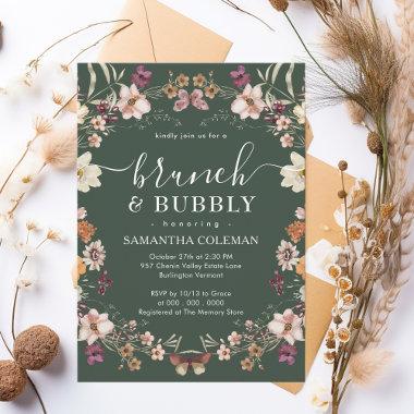 Boho Dark Green Brunch and Bubbly