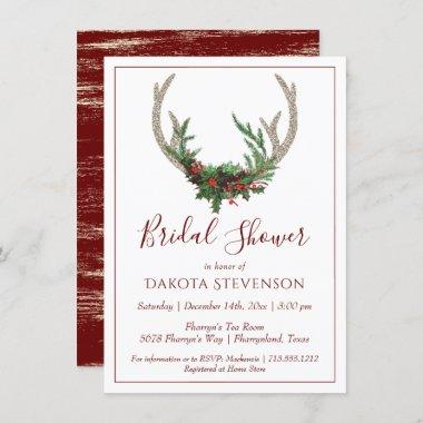 Boho Deer Antlers | Rustic Christmas Bridal Shower Invitations