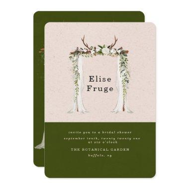 Boho Deer Antlers White Canopy Bridal Shower Invitations