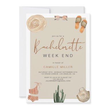 Boho Desert Cactus Bachelorette Itinerary Invitations