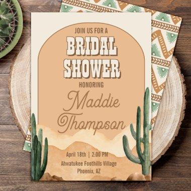 Boho Desert Cactus Southwestern Arch Bridal Shower Invitations