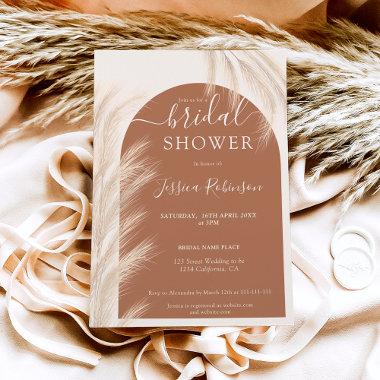 Boho desert pampas grass watercolor bridal shower Invitations