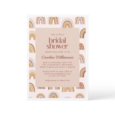 Boho Desert Rainbow in Neutrals Bridal Shower Invitations