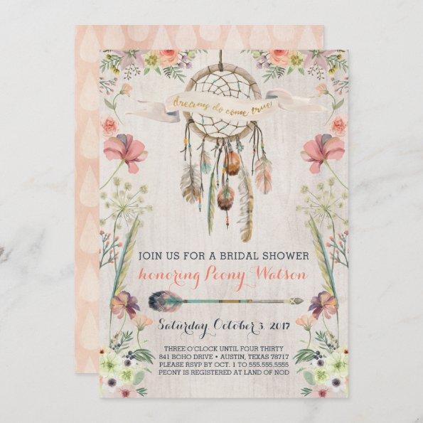 Boho Dream Catcher Bridal Shower Invitations