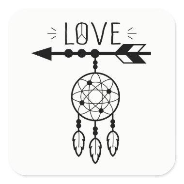 Boho Dream Catcher Love Native American Tribal Square Sticker