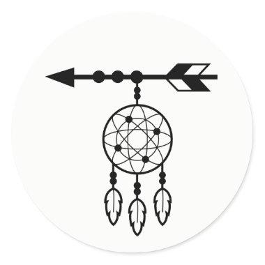Boho Dream Catcher, Wedding Native American Tribal Classic Round Sticker