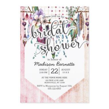 Boho Dreamcatcher Wood Bridal Shower Invitations