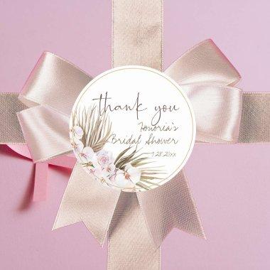 Boho Dried Floral Pink Orchid Favor Classic Round Sticker