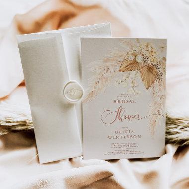 Boho Dried Flowers and Pampas Grass Bridal Shower Invitations