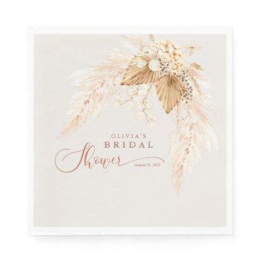 Boho Dried Flowers and Pampas Grass Bridal Shower Napkins