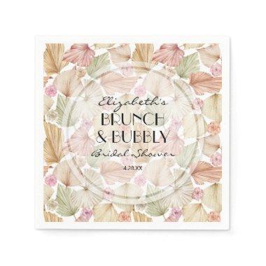 Boho Dried Leaves and Flowers Bridal Shower Napkins