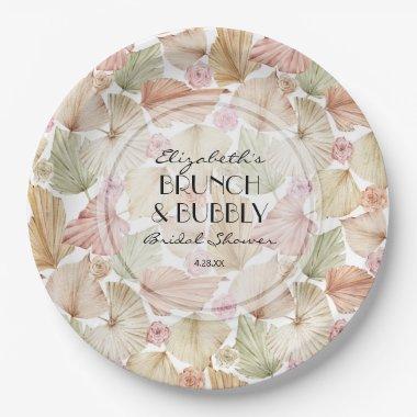 Boho Dried Leaves and Flowers Bridal Shower Paper Plates