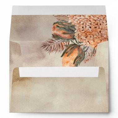 Boho Dried Palm Leaves | Terracotta Hydrangeas Envelope